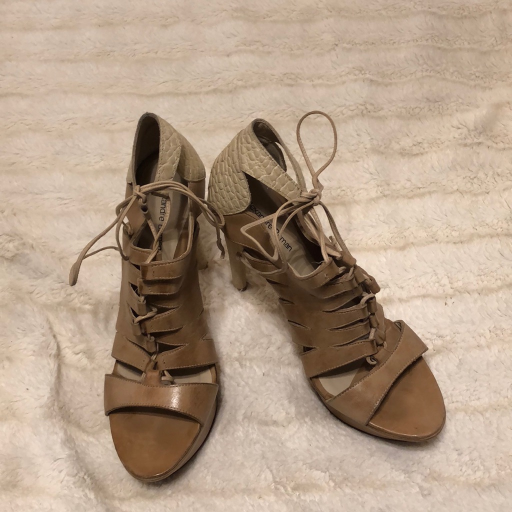 Beige Open Toe Lace Up Authentic Alexandre Birman Pre Loved Heels